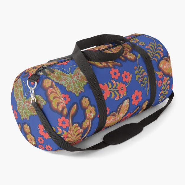 Item preview, Vintage Butterfly Floral Blue and Orange Repeat Pattern designed and sold by Sharon Schwalbe.