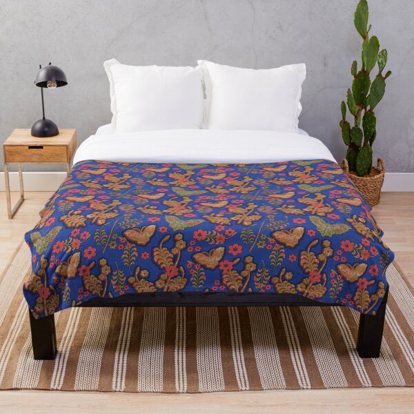 Item preview, Vintage Butterfly Floral Blue and Orange Repeat Pattern designed and sold by Sharon Schwalbe.