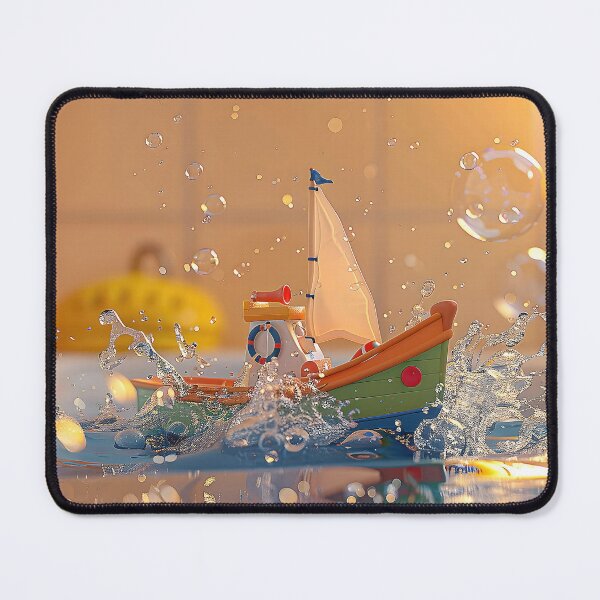 Item preview, Playful Miniature Boat Adrift in a Vibrant Bathtub Adventure with Splashing Water and Floating Bubbles designed and sold by CheerForGoods.
