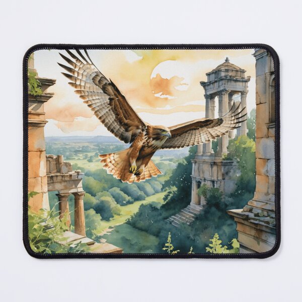 Item preview, Red-Tailed Hawk Soaring Over Ancient Ruins designed and sold by WaterBirdArt.