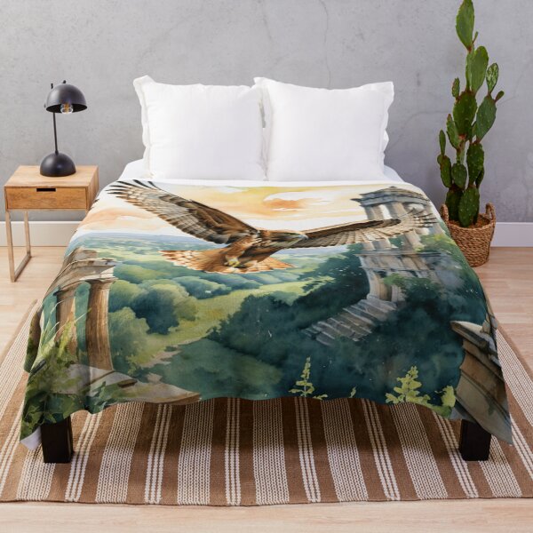 Item preview, Red-Tailed Hawk Soaring Over Ancient Ruins designed and sold by WaterBirdArt.
