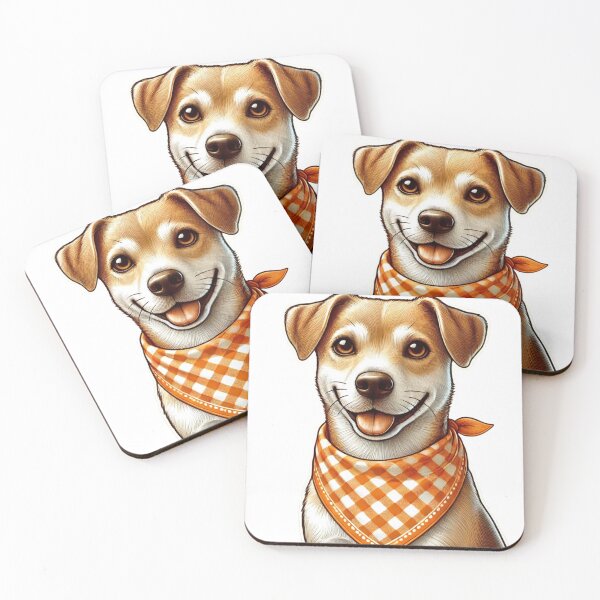 Item preview, Cheerful Dog with Orange Bandana in sunny field designed and sold by rtinnapun.