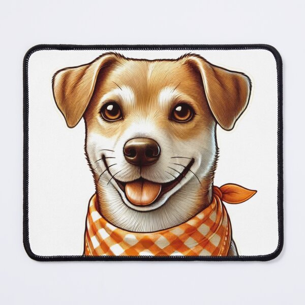 Item preview, Cheerful Dog with Orange Bandana in sunny field designed and sold by rtinnapun.