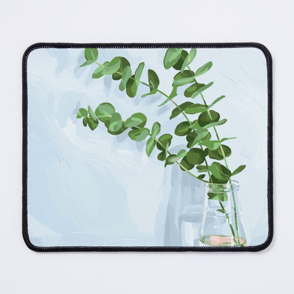 Item preview, Eucalyptus in Glass Jar on Vintage Flower Fabric designed and sold by ShannonSArtwork.
