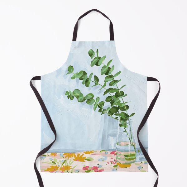 Item preview, Eucalyptus in Glass Jar on Vintage Flower Fabric designed and sold by ShannonSArtwork.