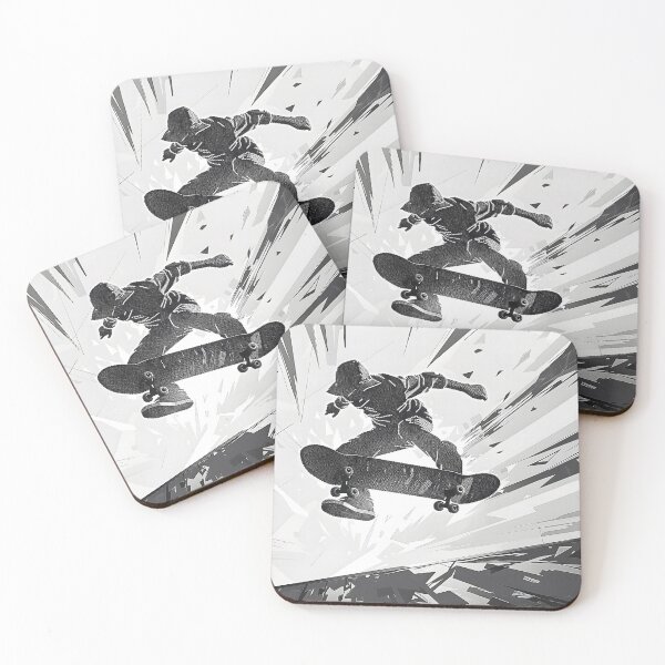 Item preview, Surreal Monochromatic Skateboarder Soaring in Midair  designed and sold by CheerForGoods.