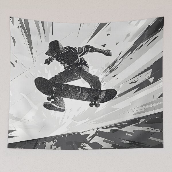 Item preview, Surreal Monochromatic Skateboarder Soaring in Midair  designed and sold by CheerForGoods.