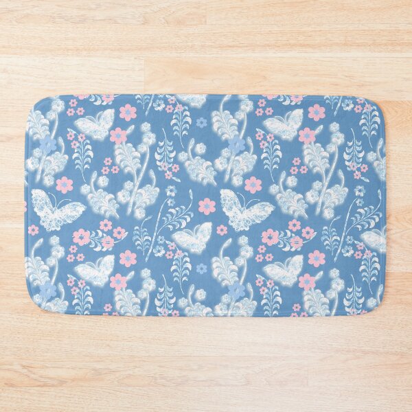 Item preview, Butterfly Floral Baby Blue and Pink Repeat Pattern designed and sold by Sharon Schwalbe.