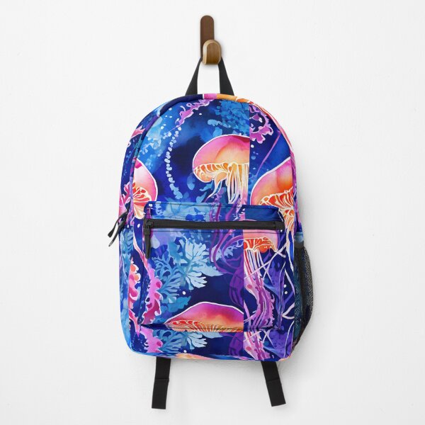 Item preview, MARINE SEA JELLYFISH *Ocean Wildlife Pink Purple Orange Blue Floral Botanical* ABSTRACT PAINTING PRINT Contemporary Modern Fine Art Gallery designed and sold by Spinning Plates 360.