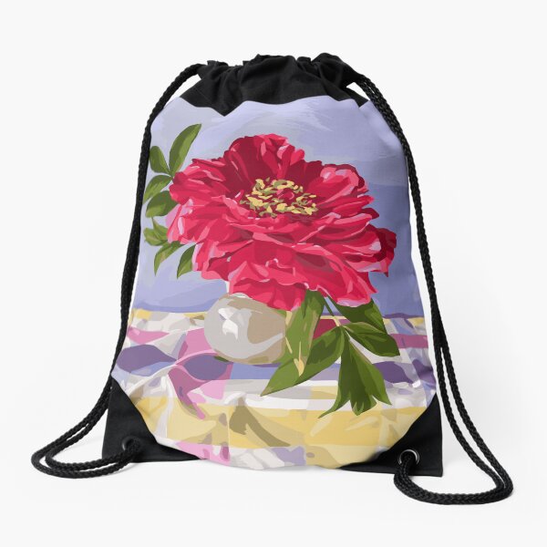 Aperçu de l'œuvre Pivoine sur tissu à carreaux créée et vendue par ShannonSArtwork.