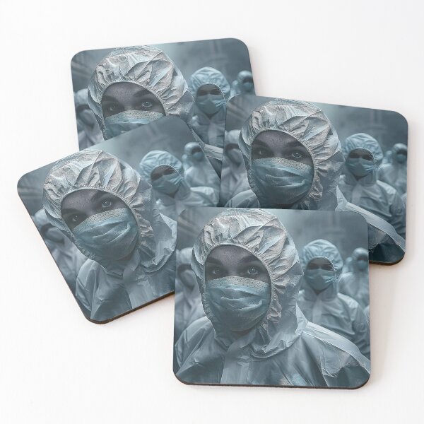 Item preview, Masked Individuals Navigating a Smoggy Urban Landscape designed and sold by CheerForGoods.