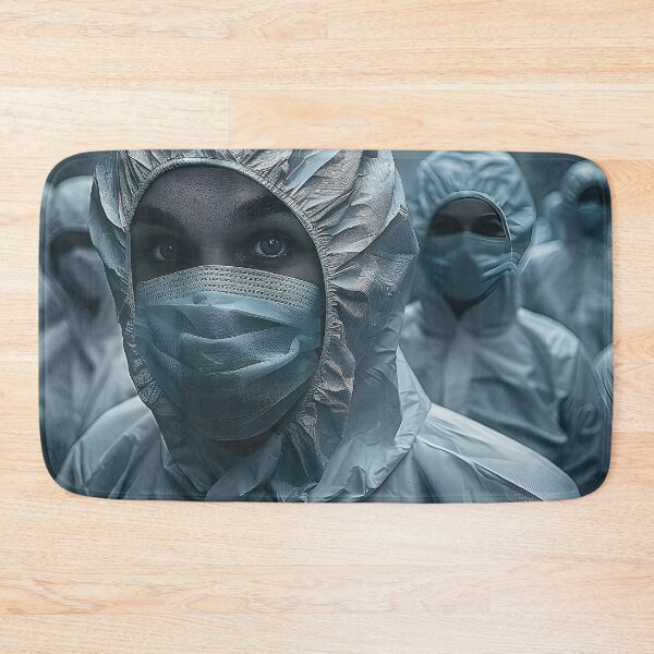 Item preview, Masked Individuals Navigating a Smoggy Urban Landscape designed and sold by CheerForGoods.