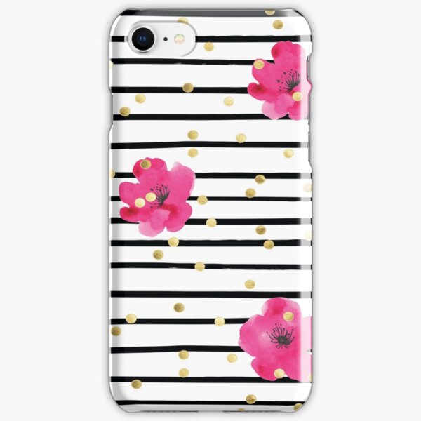 Floral Stripe and Gold Dot Design Kate Spade Inspired Fun Chic iPhone Snap Case