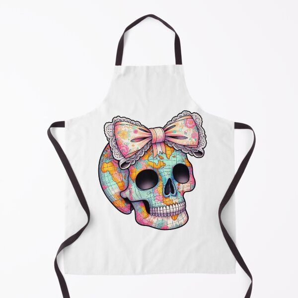Item preview, Floral Skull World Map Design - Vibrant Lace Bow Art designed and sold by MegHillStudio.