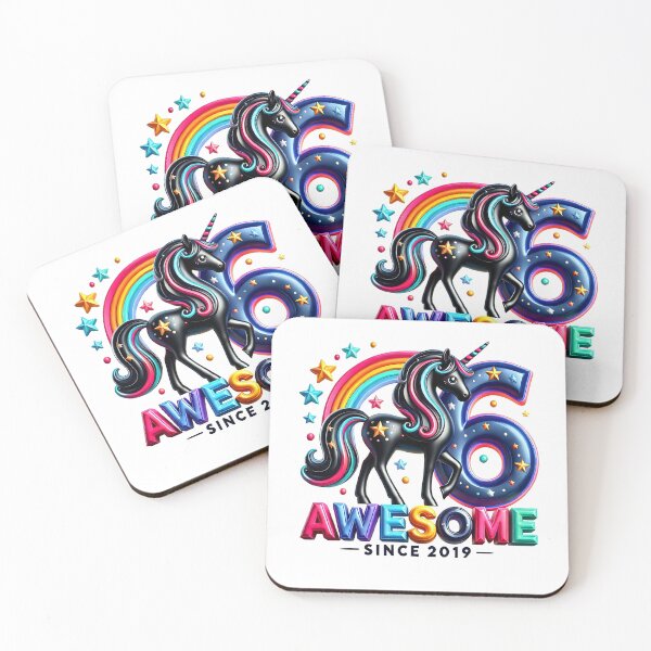Item preview, Magic Black Unicorn Colorful Rainbow 6th Birthday Shirt designed and sold by SamSupershirt.