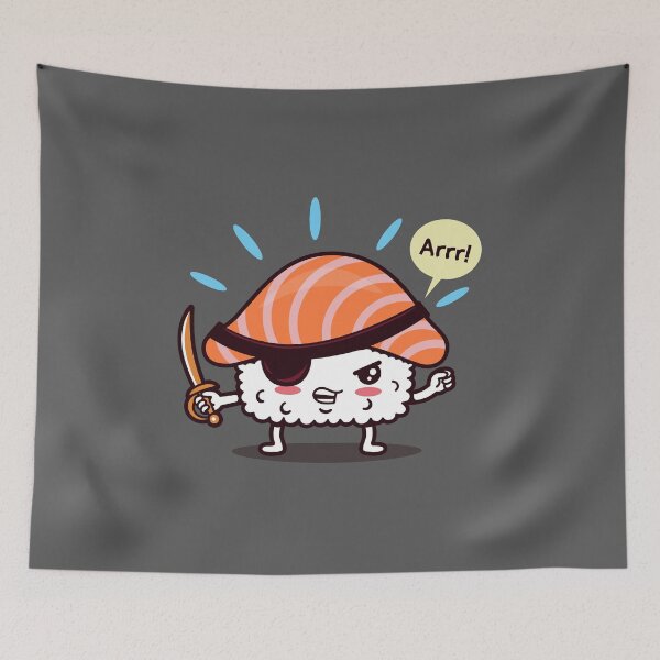 Item preview, Funny Cute Kawaii Pirate Sushi Cartoon designed and sold by BoggsNicolasArt.