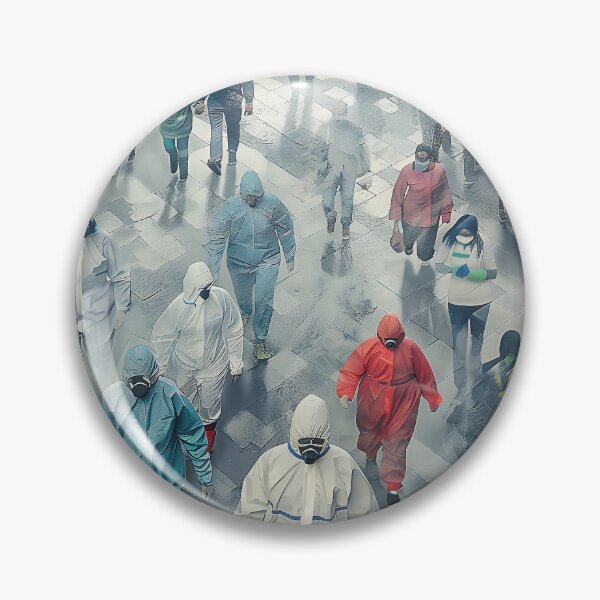 Item preview, Aerial View of Color Coded Crowd Navigating Smoggy Urban Landscape designed and sold by CheerForGoods.