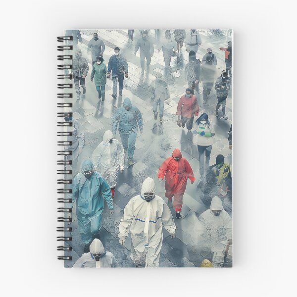 Item preview, Aerial View of Color Coded Crowd Navigating Smoggy Urban Landscape designed and sold by CheerForGoods.