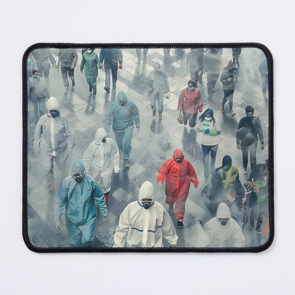 Item preview, Aerial View of Color Coded Crowd Navigating Smoggy Urban Landscape designed and sold by CheerForGoods.