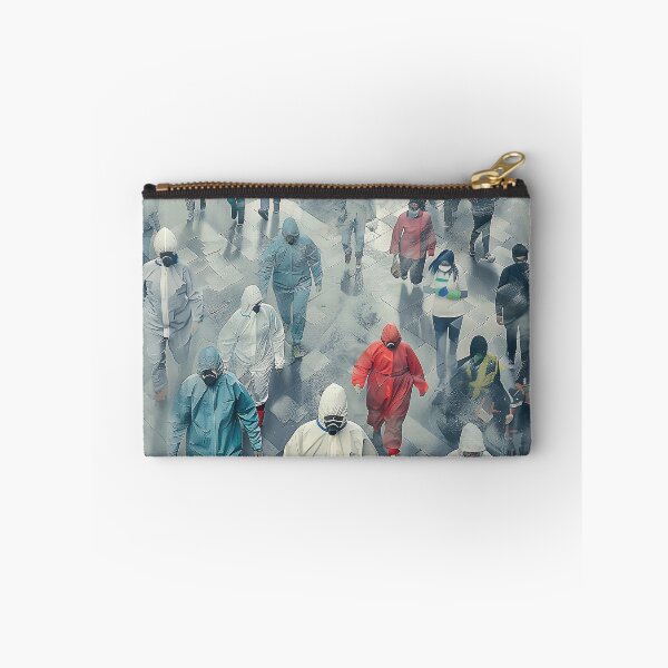 Item preview, Aerial View of Color Coded Crowd Navigating Smoggy Urban Landscape designed and sold by CheerForGoods.