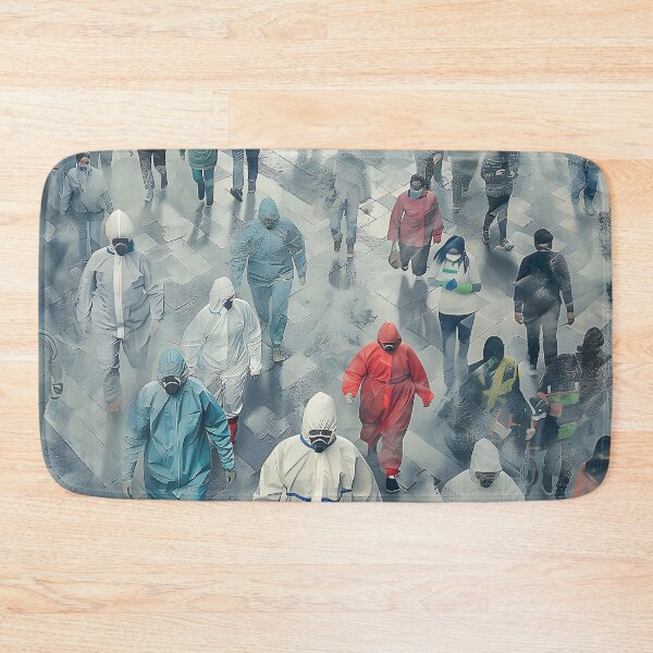 Item preview, Aerial View of Color Coded Crowd Navigating Smoggy Urban Landscape designed and sold by CheerForGoods.