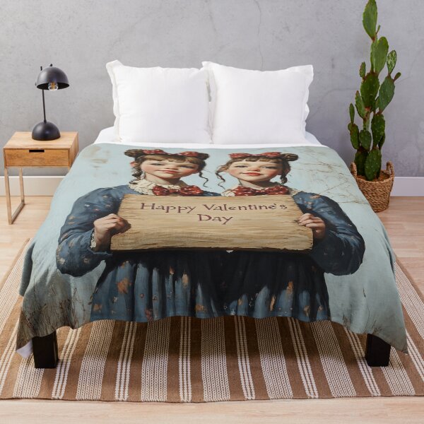 Item preview, Charming Twin Sisters Holding a Valentine’s Day Sign designed and sold by junkydotcom.