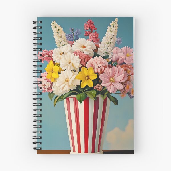 Item preview, Colorful Flower Bouquet in Red and White Striped Vase designed and sold by junkydotcom.