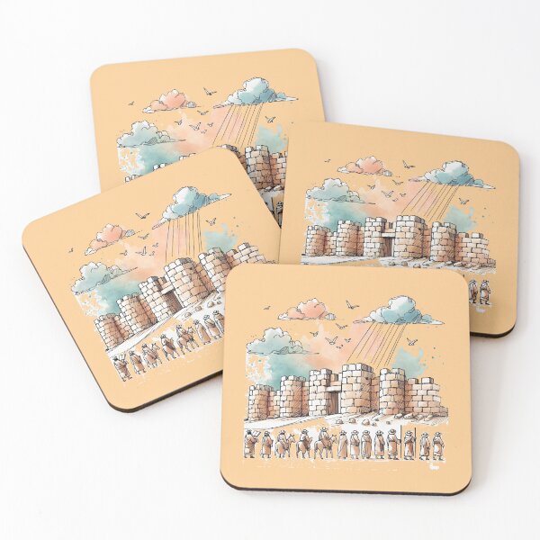 Item preview, Sketch of Jericho's Walls Falling – Biblical Story in Art,  designed and sold by PaintMeWorld.
