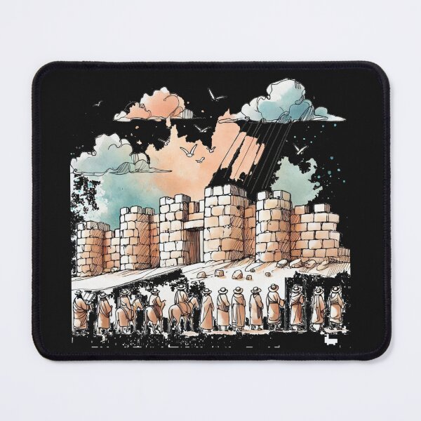 Item preview, Sketch of Jericho's Walls Falling – Biblical Story in Art,  designed and sold by PaintMeWorld.
