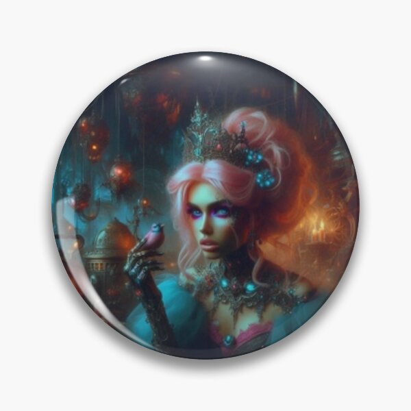 Item preview, AI generated princess holding bird, dystopian fantasy designed and sold by AI-this-is-AI.