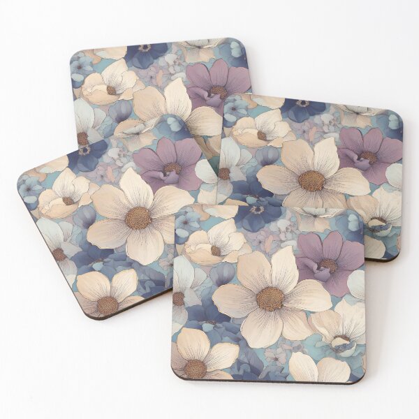 Item preview, Hand-drawn Flowers with uneven edges in soft pastel shades designed and sold by Designbes.