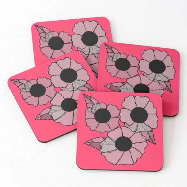 Item preview, Gray Pixel Floral on Hot Pink  designed and sold by JaygiesDesign.