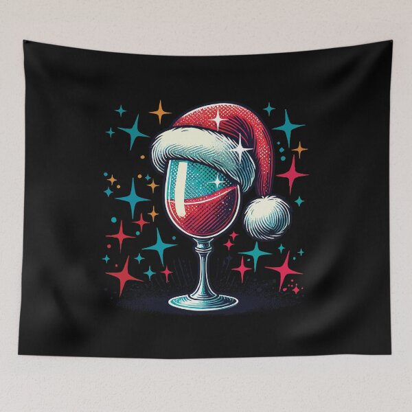 Item preview, Festive Wine Glass Santa Hat Holiday Cheer designed and sold by LuminOrb.