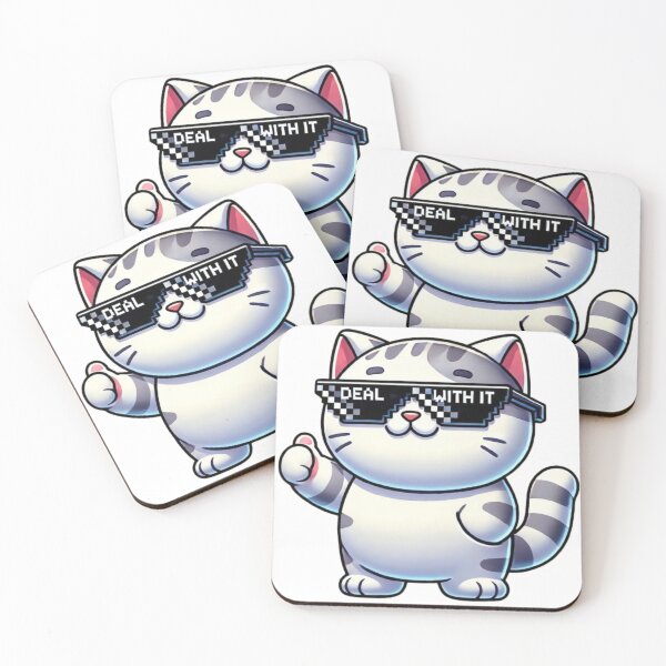 Item preview, Cool Cat with "Deal With It" Sunglasses – Funny Cartoon Sticker Design designed and sold by Trendy-Now.