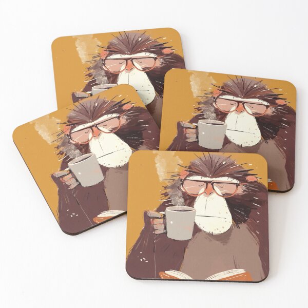 Item preview, Ape with glasses having coffee break, reading book designed and sold by 516 Studio.