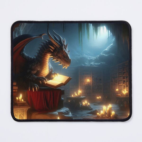 Item preview, Fantasy Book Dragon Reading Gothic Magic Book in a Dungeon Cave Library DND, Book lover,Bookish Nerd designed and sold by TheTimeTaxi.