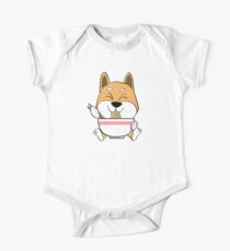 Lustige Shiba Inu Kawaii Ramen Baby Body Kurzarm