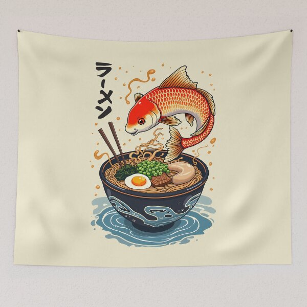 Item preview, Koi Fish Eating Ramen Bowl Japanese Noodle Lover designed and sold by Designer-Girl.