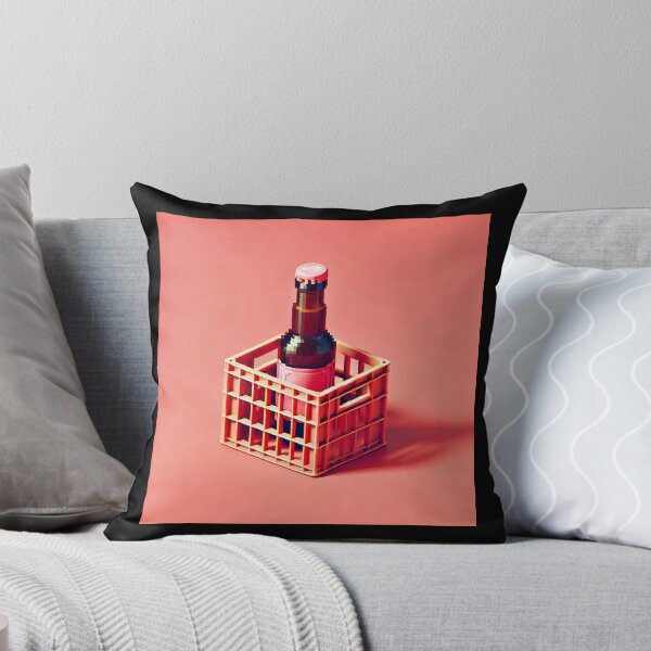 Item preview, Simple Pixel Things: A Crate Of Beer - Pixelated Beer Crate with Bottle (Retro Beverage Art, Pixel Art, Pink Background) designed and sold by TrippyBunnyShop.