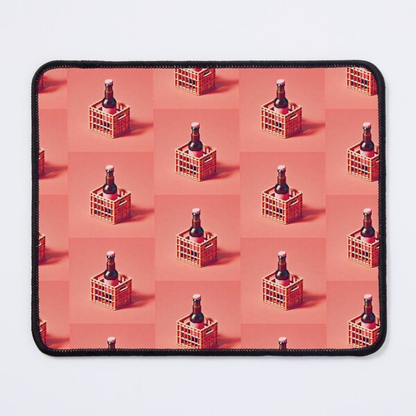 Item preview, Simple Pixel Things: A Crate Of Beer - Pixelated Beer Crate with Bottle (Retro Beverage Art, Pixel Art, Pink Background) designed and sold by TrippyBunnyShop.