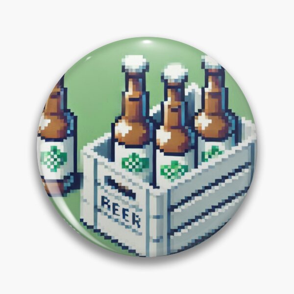 Item preview, Simple Pixel Things: A Crate Of Beer - Pixelated Beer Crate Delight (Green Art) designed and sold by TrippyBunnyShop.