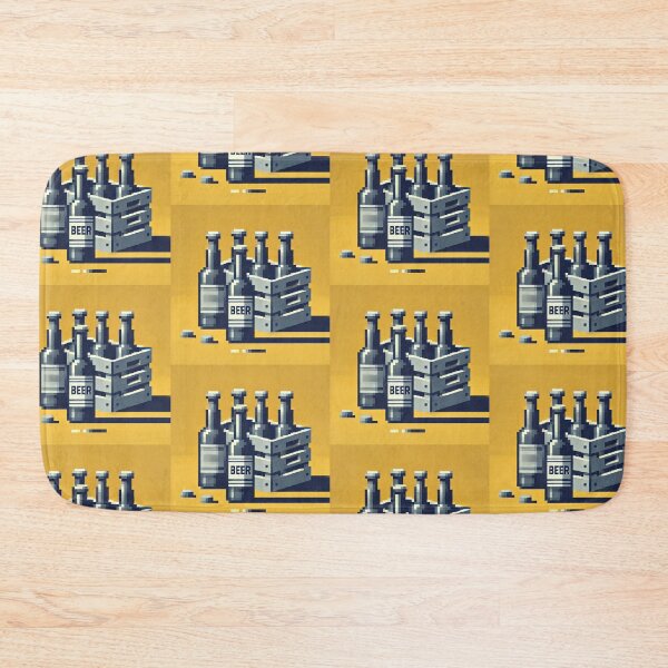 Item preview, Simple Pixel Things: A Crate Of Beer - Pixelated Beer Crate - Retro Beverage Art (Pixel Art, Minimalism, Yellow Background) designed and sold by TrippyBunnyShop.