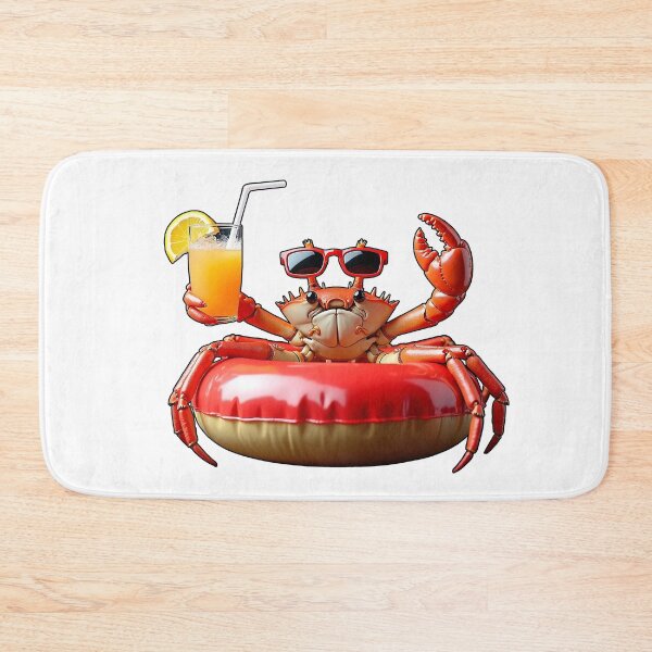 Item preview, Relaxing Crab with a Summer Drink – Fun Beach Illustration designed and sold by Bulwshop.