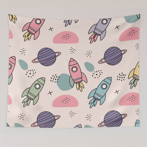 Item preview, Retro Rocket Space Pattern designed and sold by Furbulous Faces.