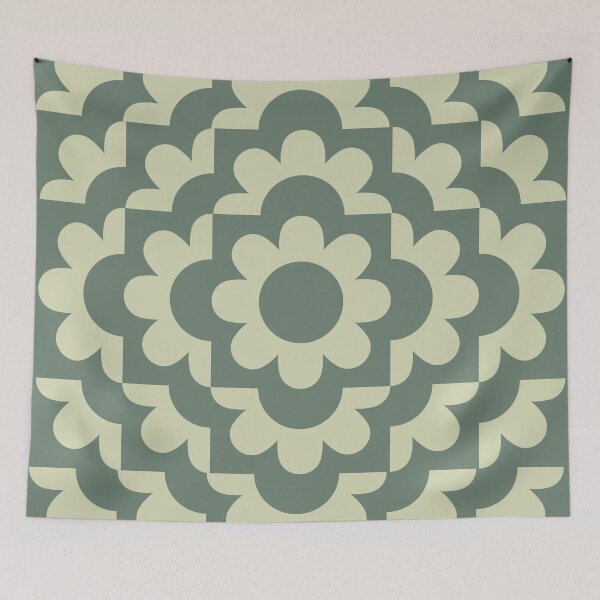 Item preview, Abstract Geometric Flower Pattern 2 in Sage Green designed and sold by nineFlorals.