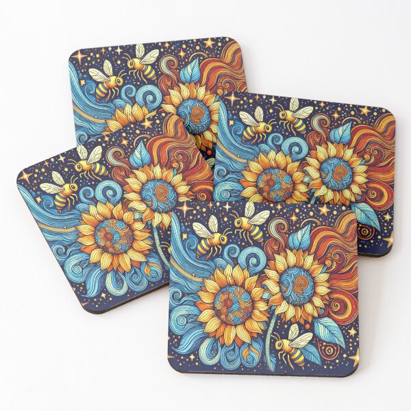 Item preview, Sunflower and bees designed and sold by Kate Kornitsky.