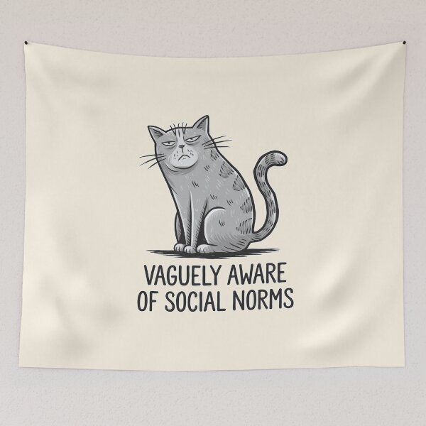Item preview, Vaguely Aware of Social Norms Funny Cat Design designed and sold by Dream-Fab.