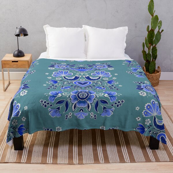 Artikelvorschau, Marineblaue Vögel und Blumen, inspiriert von Folklore und Volkskunst entworfen und verkauft von Hennagirl.