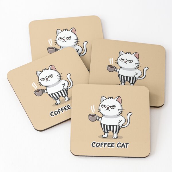 Item preview, Coffee Cat Funny Grumpy Design designed and sold by Dream-Fab.