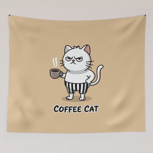 Item preview, Coffee Cat Funny Grumpy Design designed and sold by Dream-Fab.